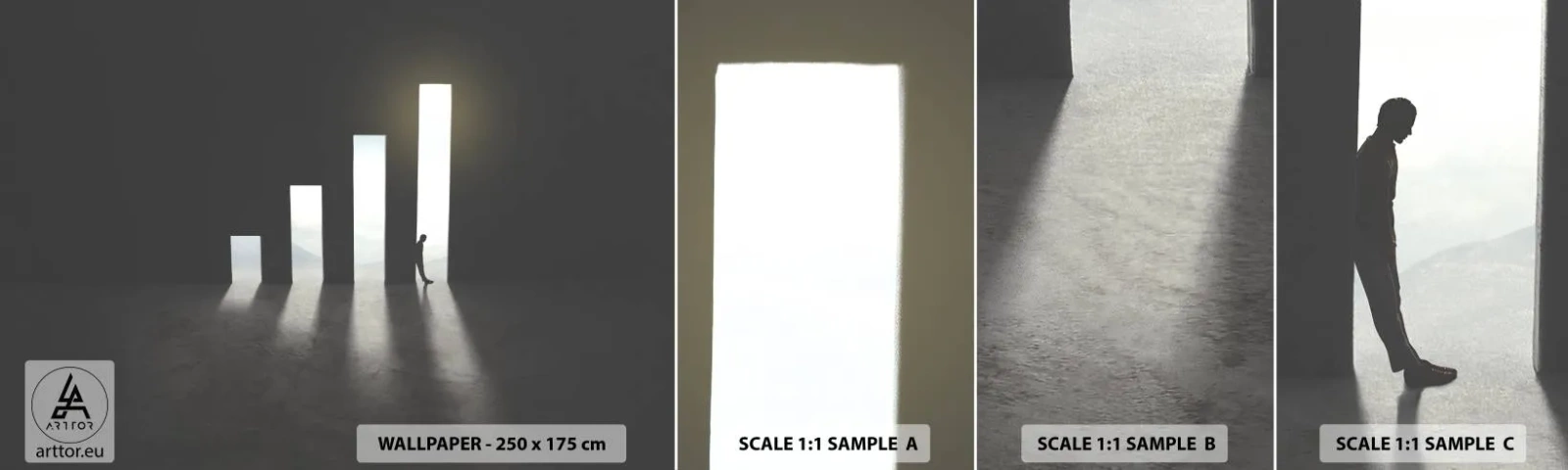 Provbit av självhäftande fototapet Deluxe Sticker - Framgång - ett intryck - Företag, Arkitektur, Man - 100x30 cm