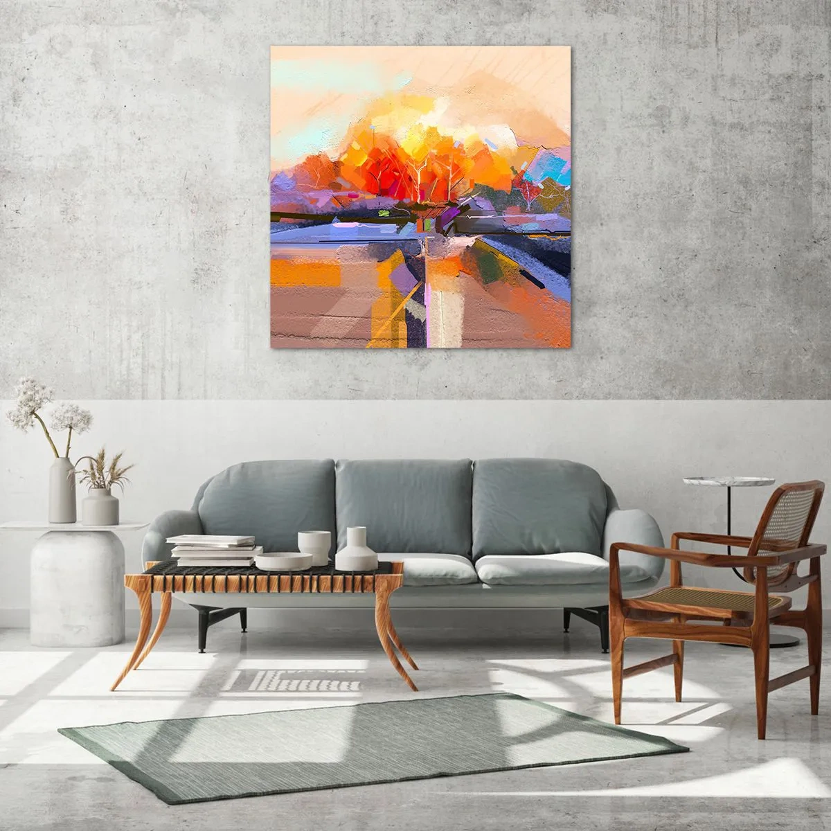 Glastavla - Bild på glas - Så blev det höst - 60x60 cm