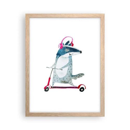 Affisch i ram av ljusek - Grävlingens glädje - 30x40 cm