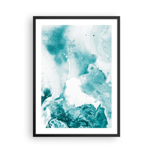 Affisch i svart ram - Turkos abstraktion med dynamiska detaljer - 50x70cm - Blåa laguner - Modern väggdekoration för vardagsrum och sovrum ARTTOR