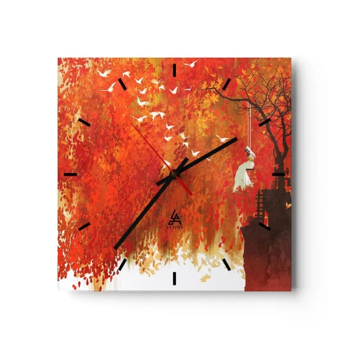 Väggklocka - Klocka på glas - Flyger hon med oss? - 30x30 cm