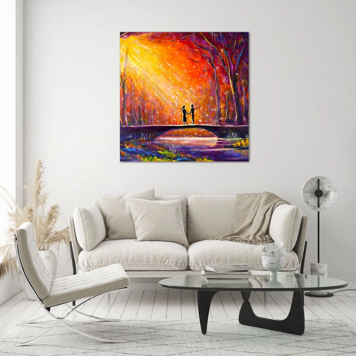 Glastavla - Bild på glas - Himlen älskar också dem - 70x70 cm