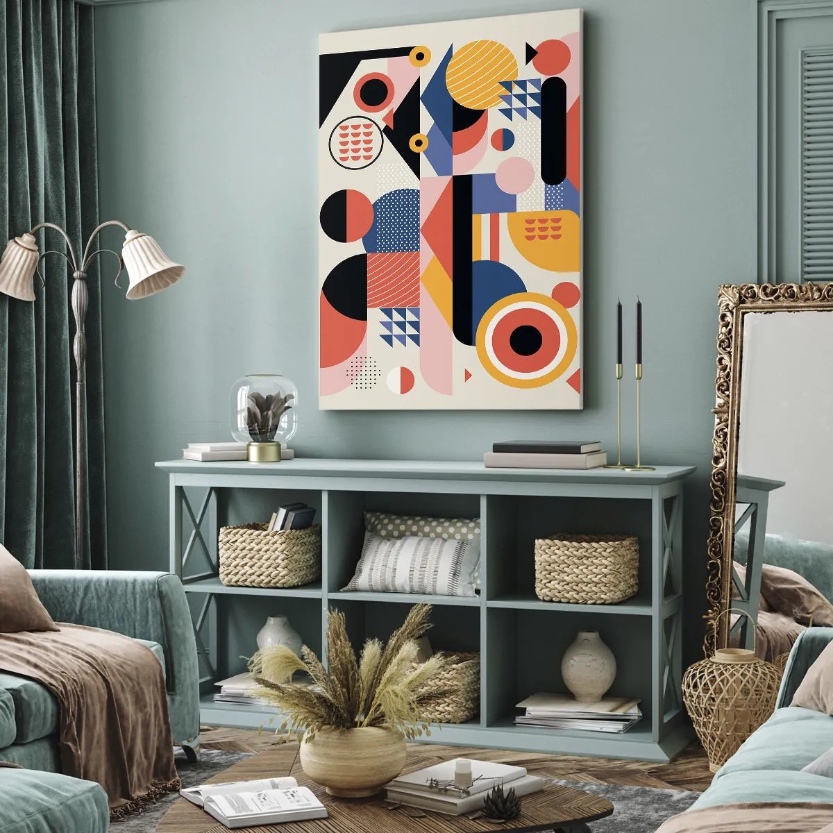 Canvastavla - Bild på duk - Komposition: Lek - 45x80 cm