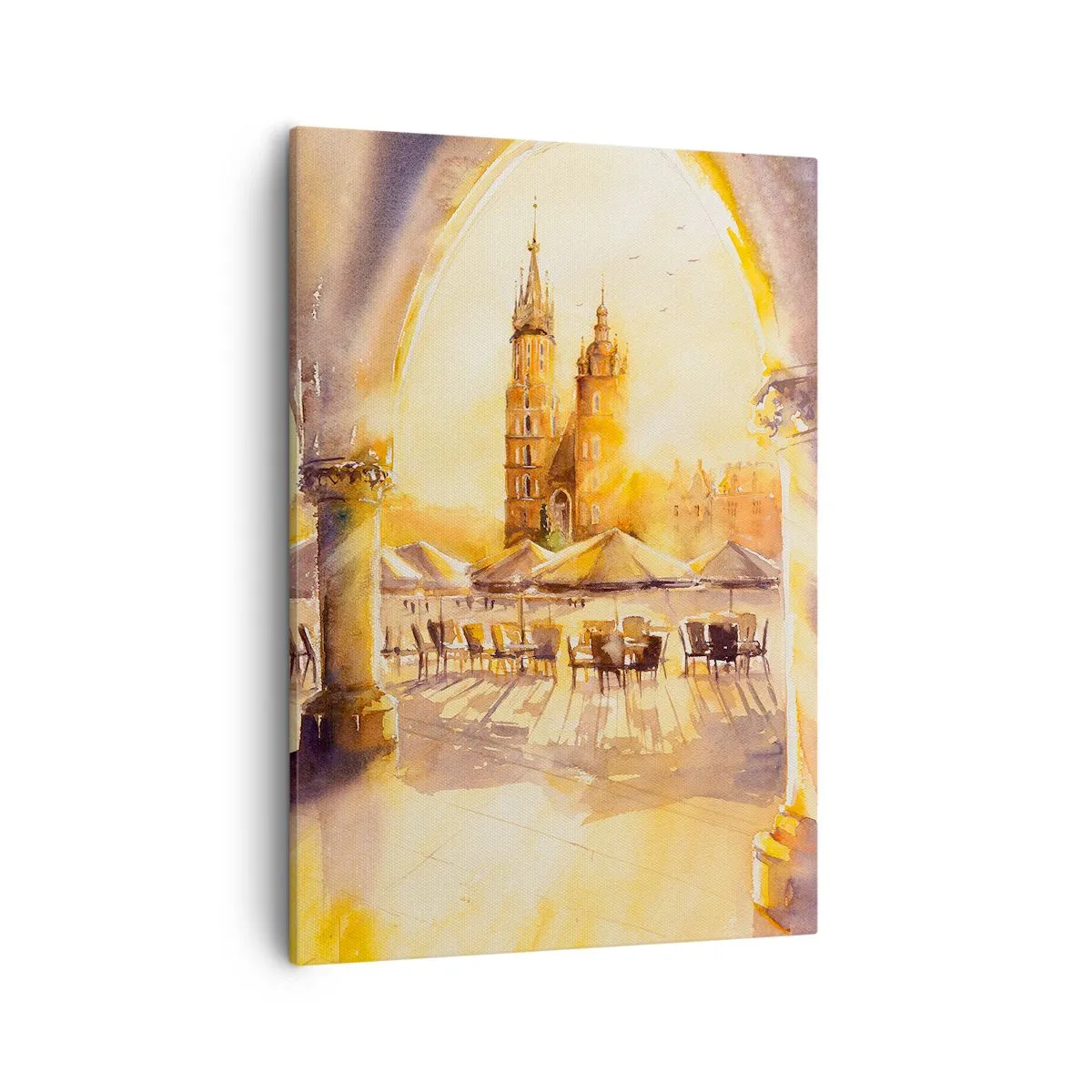 Canvastavla - Bild på duk - Gryning över marknaden i Kraków - 50x70 cm