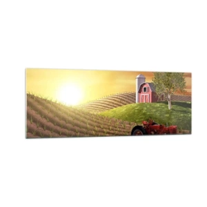 Glastavla - Bild på glas - Sagolik farm - 140x50 cm