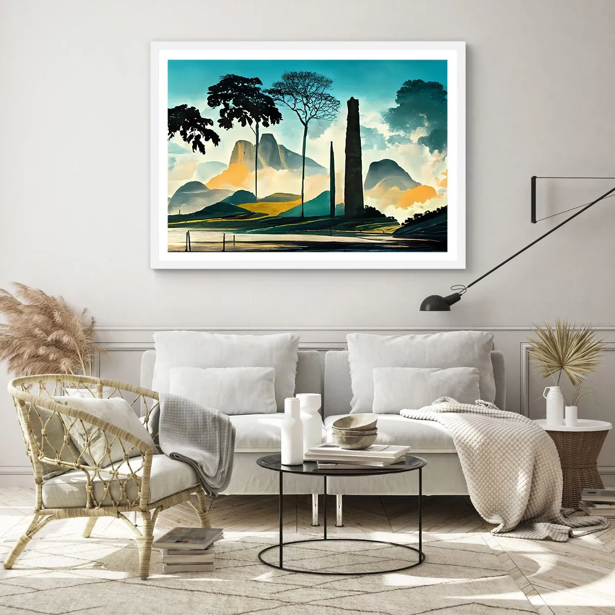 Affisch i vit ram - Fortfarande högre och högre - 100x70 cm