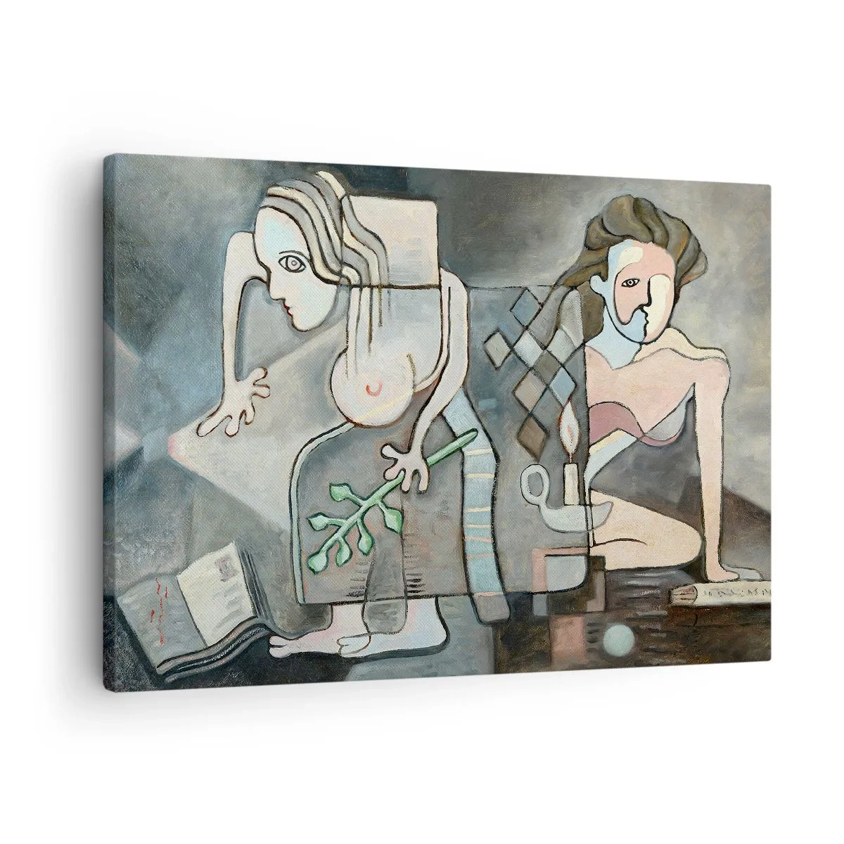 Canvastavla - Bild på duk - Abstrakta figurer i en symbolisk komposition med djup innebörd - 70x50cm - Själens och materias mosaik - Modern väggdekoration för vardagsrum och sovrum ARTTOR