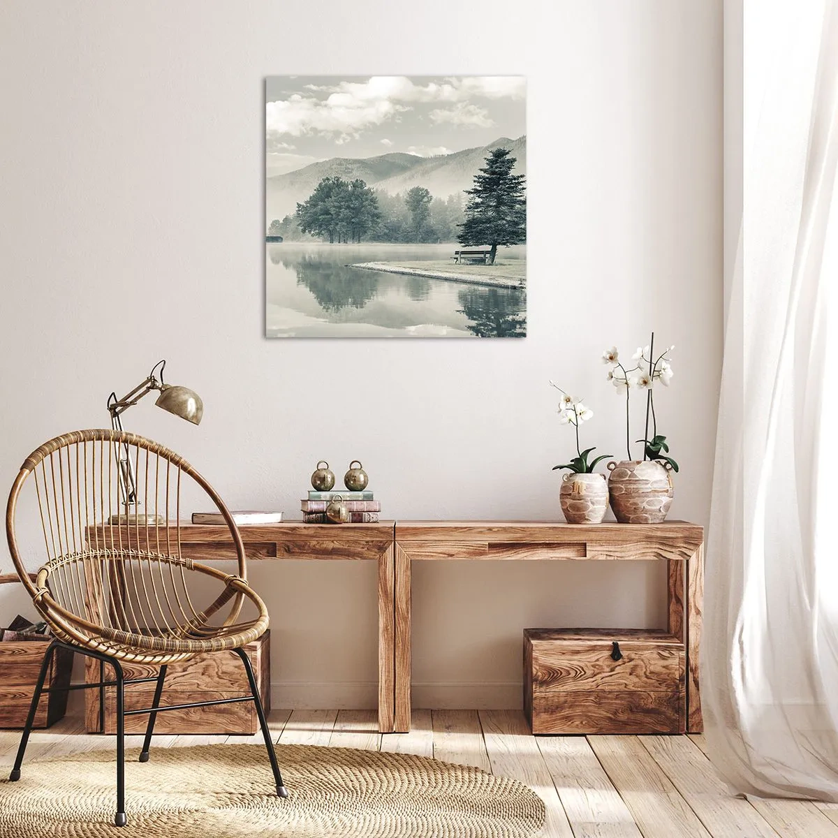 Canvastavla - Bild på duk - Sjön sover fortfarande - 60x60 cm