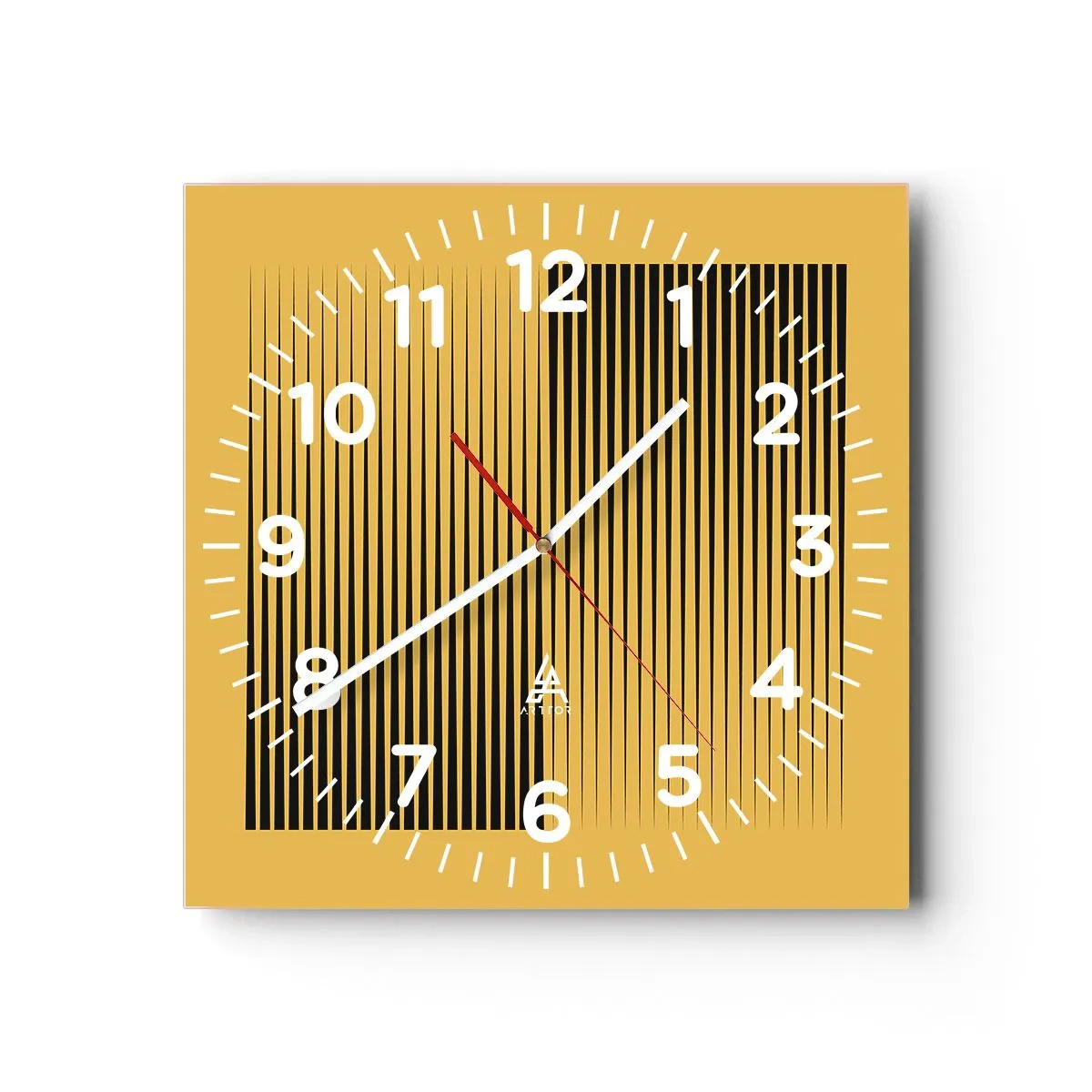 Väggklocka - Klocka på glas - Motsatsernas kvadrat - 40x40 cm