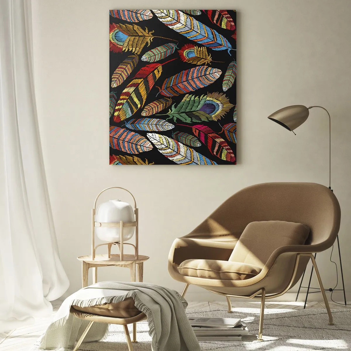 Glastavla - Bild på glas - Fågelkarneval - 80x120 cm