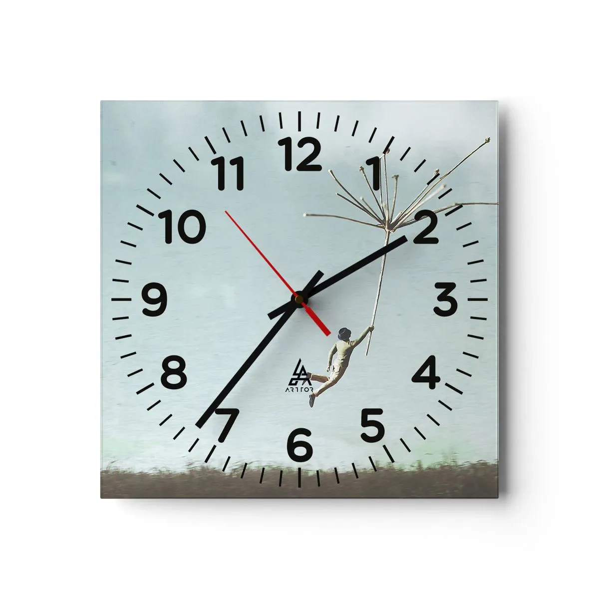 Väggklocka - Klocka på glas - Drakar, maskrosor, vind - 30x30 cm