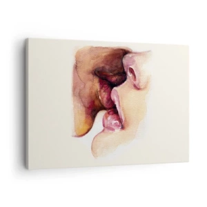 Canvastavla - Bild på duk - En akvarellmålning av en närbild av ett ansikte - 70x50cm - Som dag och natt, jord och himmel - Modern väggdekoration för vardagsrum och sovrum ARTTOR