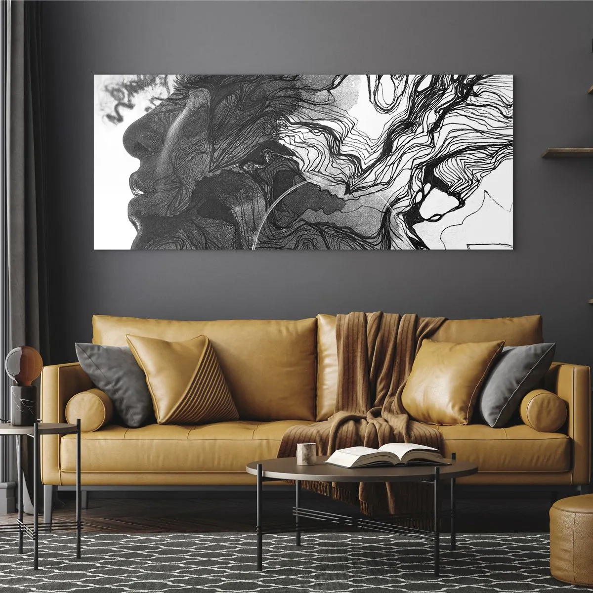 Glastavla - Bild på glas - Tilltrasslad i drömmarna - 120x50 cm