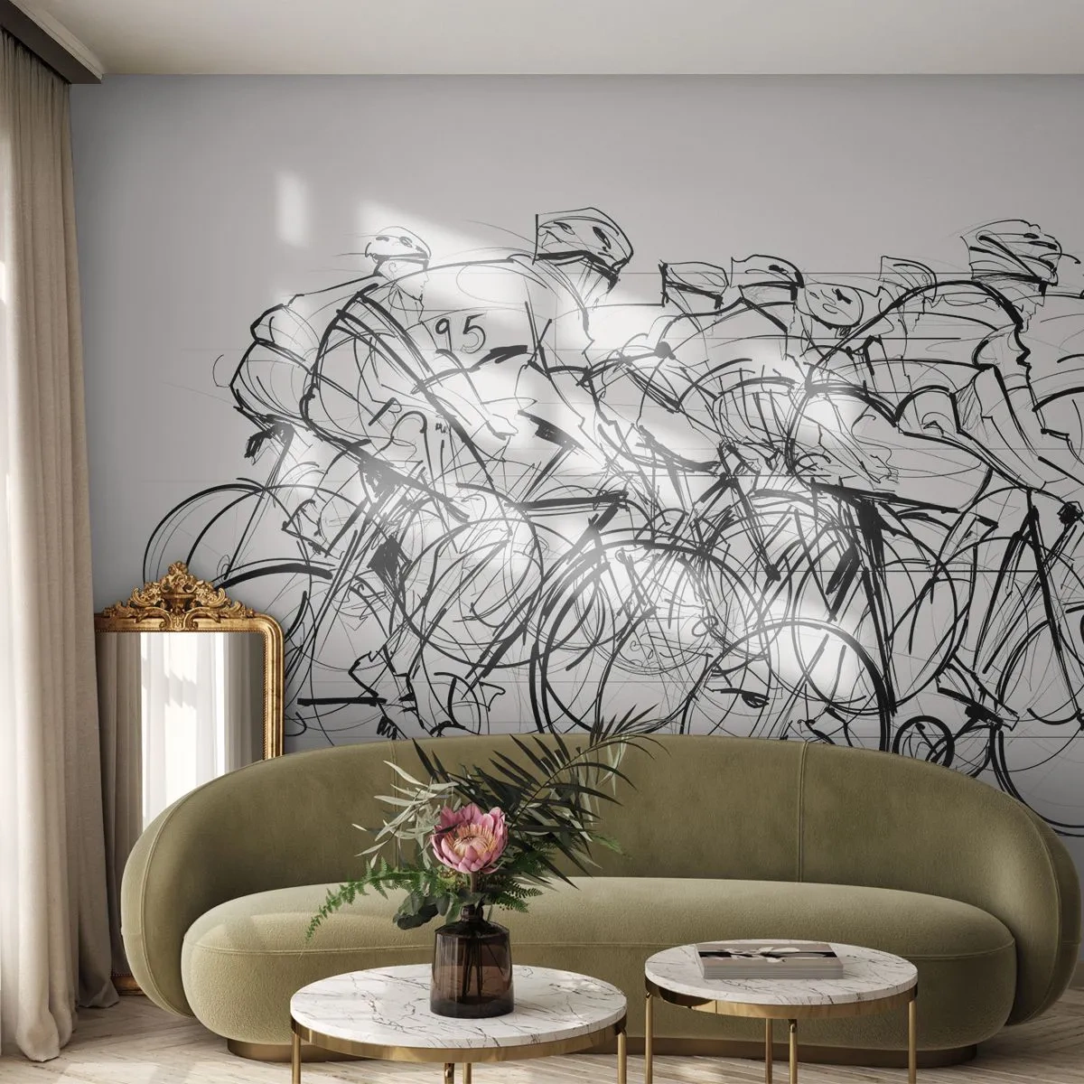 Fototapet Premium Canvas - Lagarbete - Grafik, Cykel, Sport - 100x70 cm