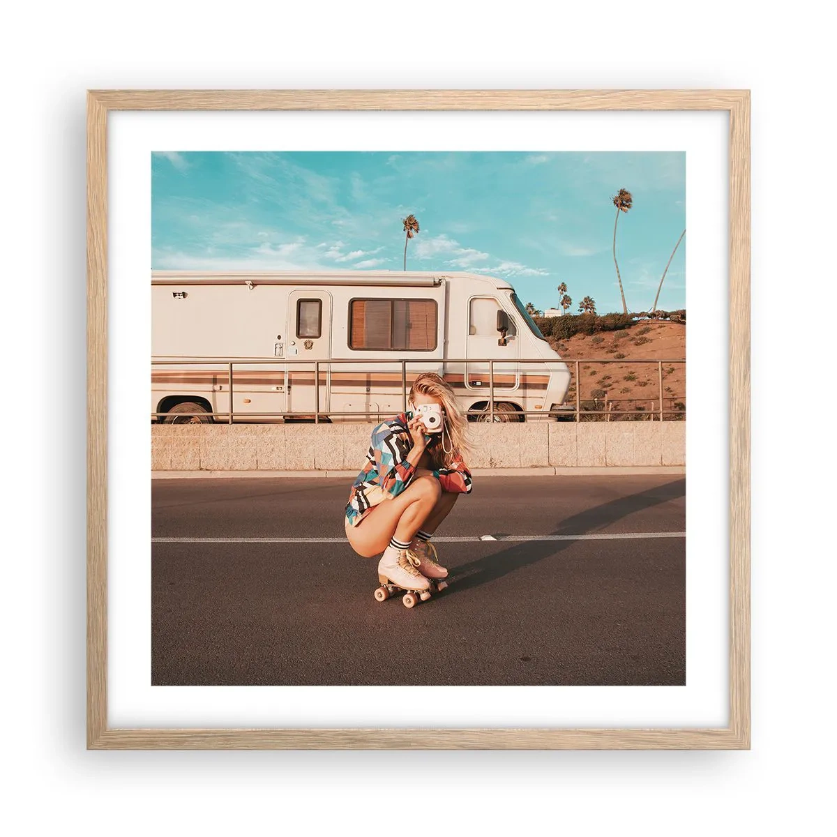 Affisch i ram av ljusek - Ett leende, tack! - 50x50 cm