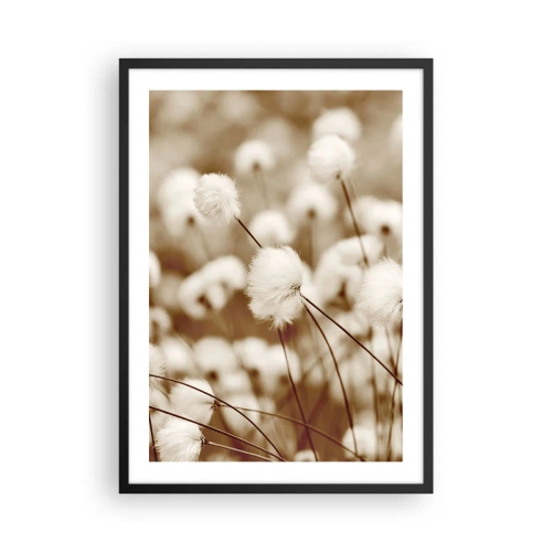 Affisch i svart ram - Fluffiga grässtrån i en delikat bild - 50x70cm - Fluffig åkermark - Modern väggdekoration för vardagsrum och sovrum ARTTOR