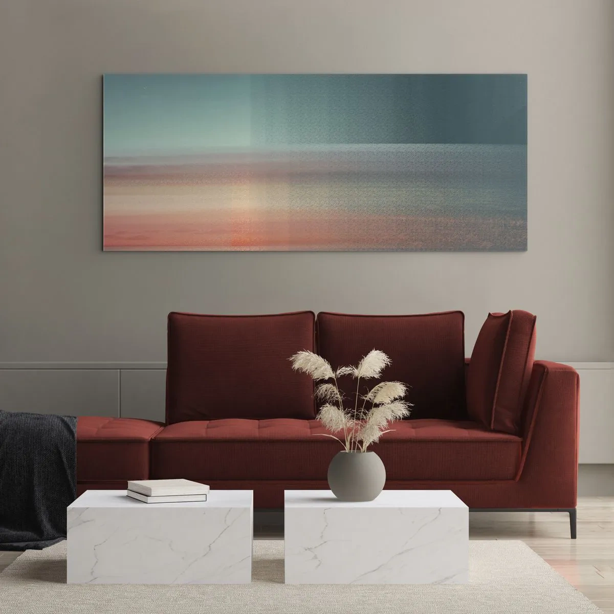 Glastavla - Bild på glas - Abstraktion: ljusvågor - 100x40 cm