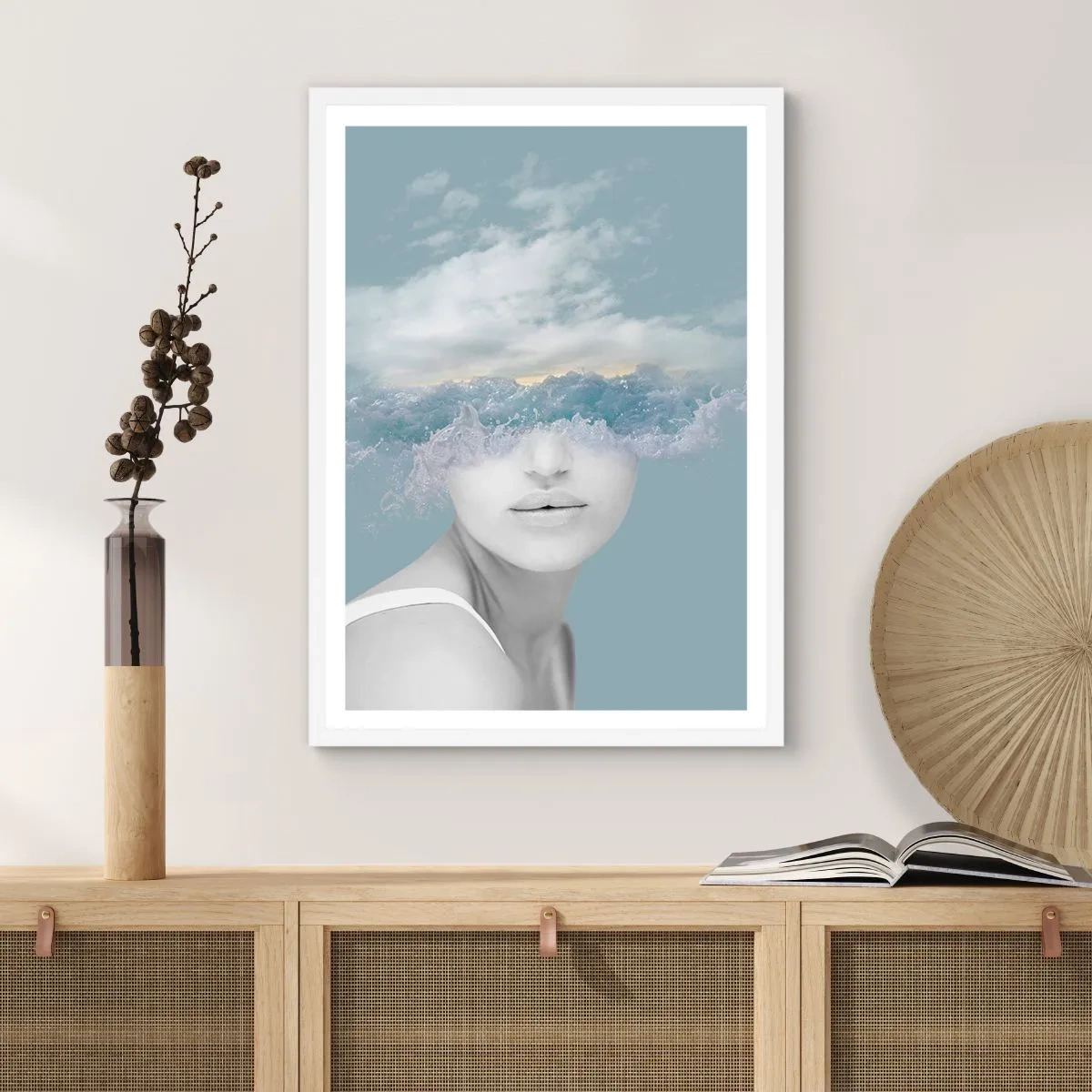 Affisch i vit ram - Med huvudet i molnen - 61x91 cm