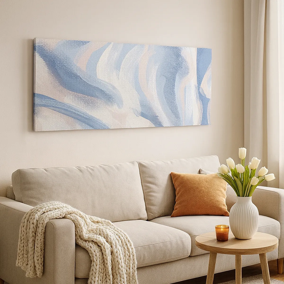 Canvastavla - Bild på duk - Blå krusningar - 30x30 cm