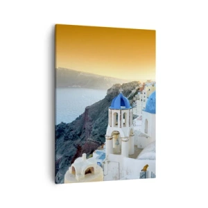 Canvastavla - Bild på duk - Santorini - inbäddat i berg - 50x70 cm