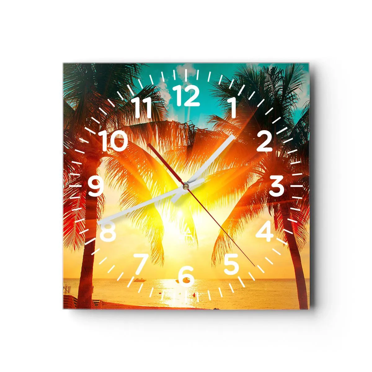 Väggklocka - Klocka på glas - Exotisk par - 40x40 cm