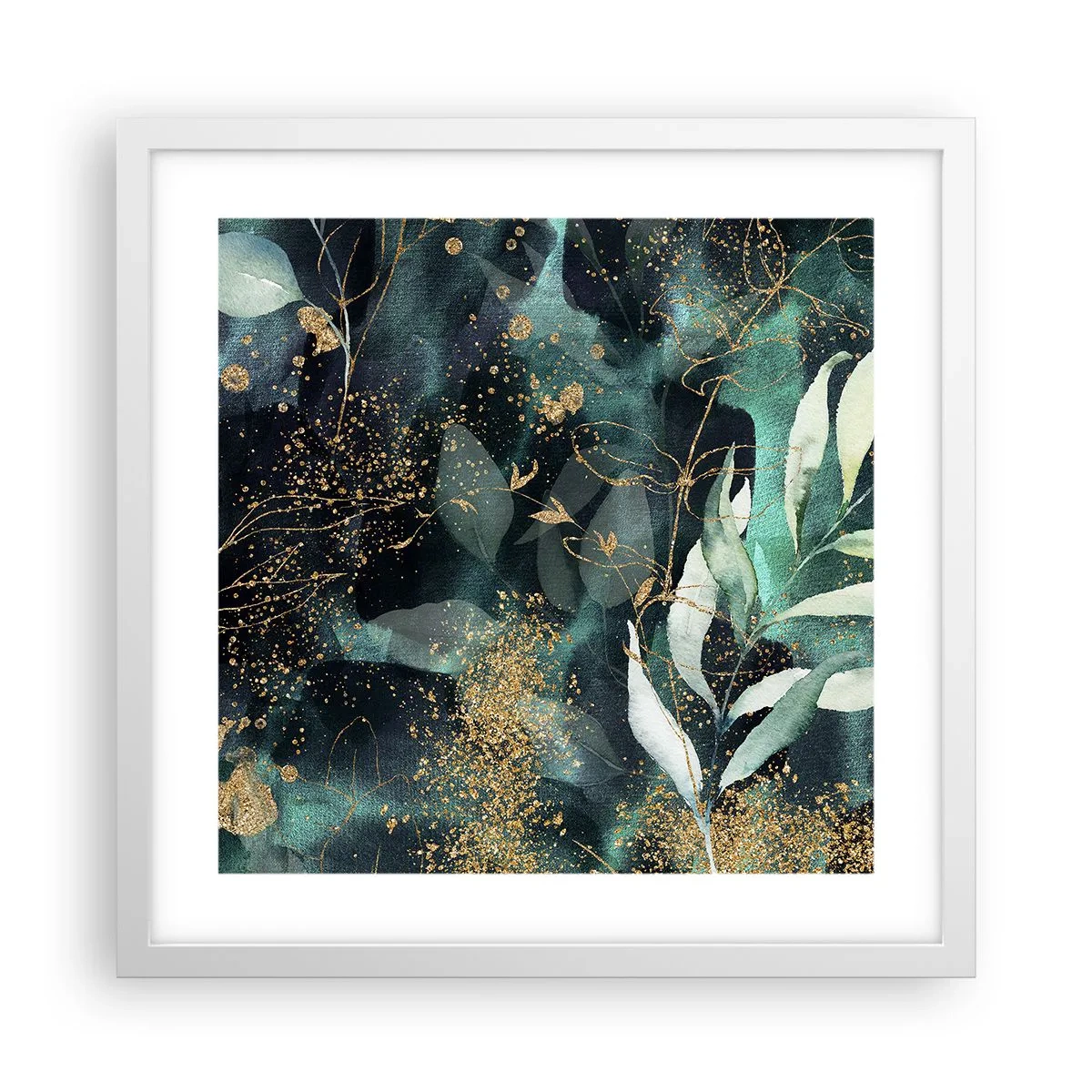 Affisch i vit ram - Förtrollad trädgård - 40x40 cm