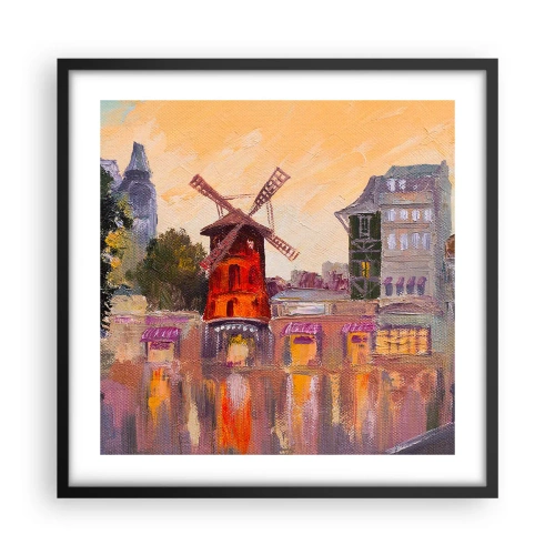 Affisch i svart ram - Ikoner av Paris – Moulin Rouge - 50x50 cm