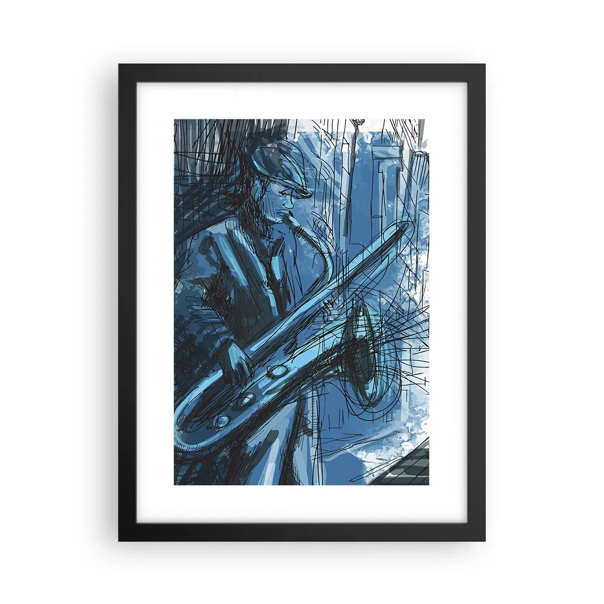 Affisch i svart ram - Stadsrapsodi - 30x40 cm