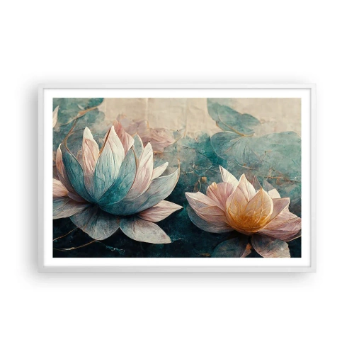 Affisch i vit ram - Stjärnor i en sjö - 91x61 cm