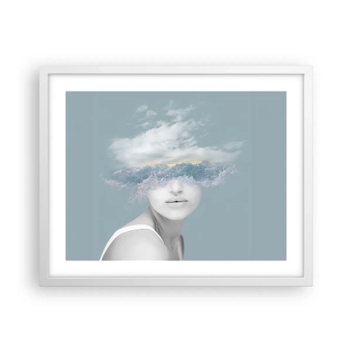 Affisch i vit ram - Med huvudet i molnen - 50x40 cm