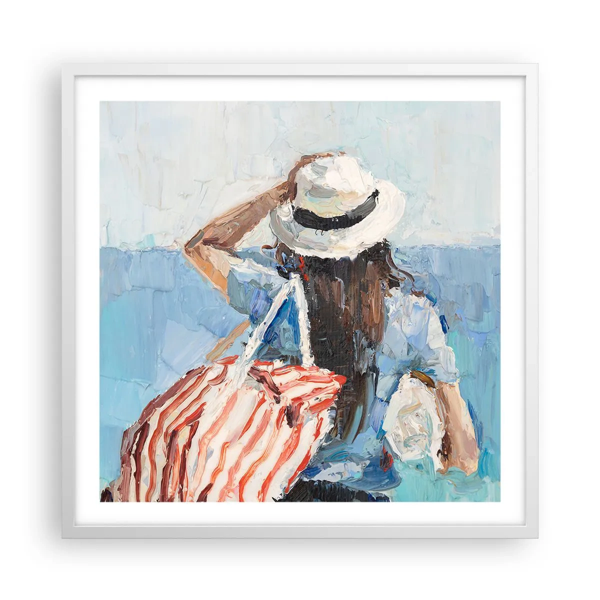 Affisch i vit ram - Välkommen på semester - 60x60 cm