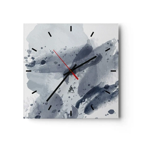 Väggklocka - Klocka på glas - Studie om vattnets natur - 30x30 cm