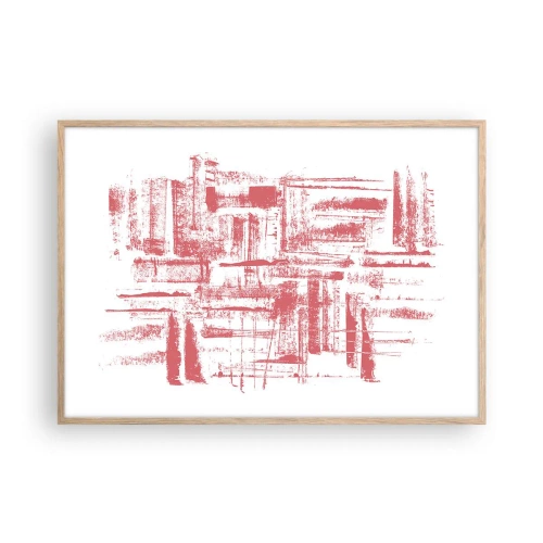 Affisch i ram av ljusek - Röd stad - 100x70 cm