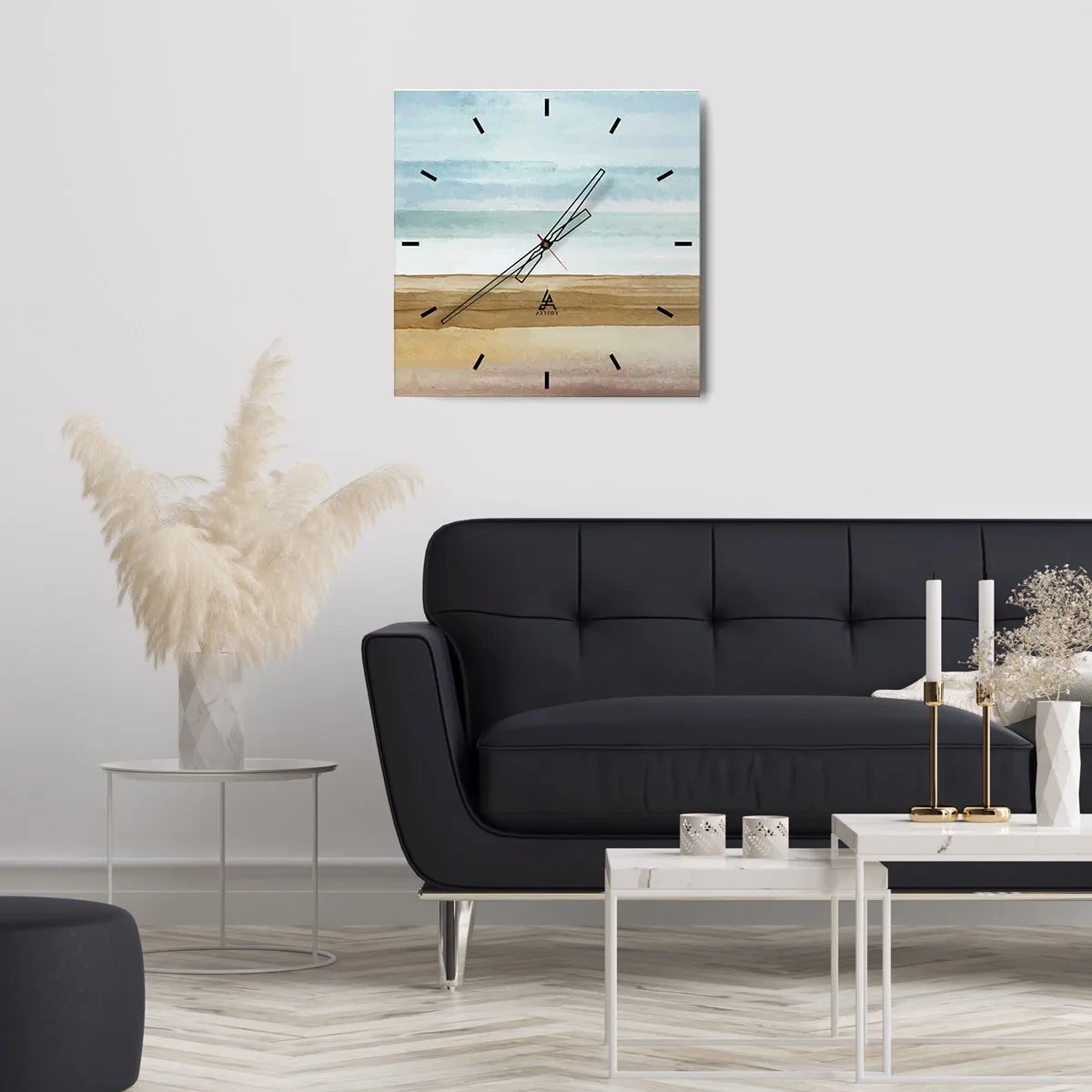 Väggklocka - Klocka på glas - Svalkande - 30x30 cm