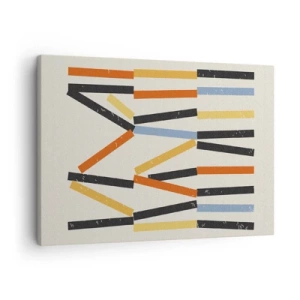 Canvastavla - Bild på duk - Abstrakt komposition med färgade och svarta rektanglar i ett horisontellt arrangemang - 70x50cm - Horisontell komposition - Modern väggdekoration för vardagsrum och sovrum ARTTOR