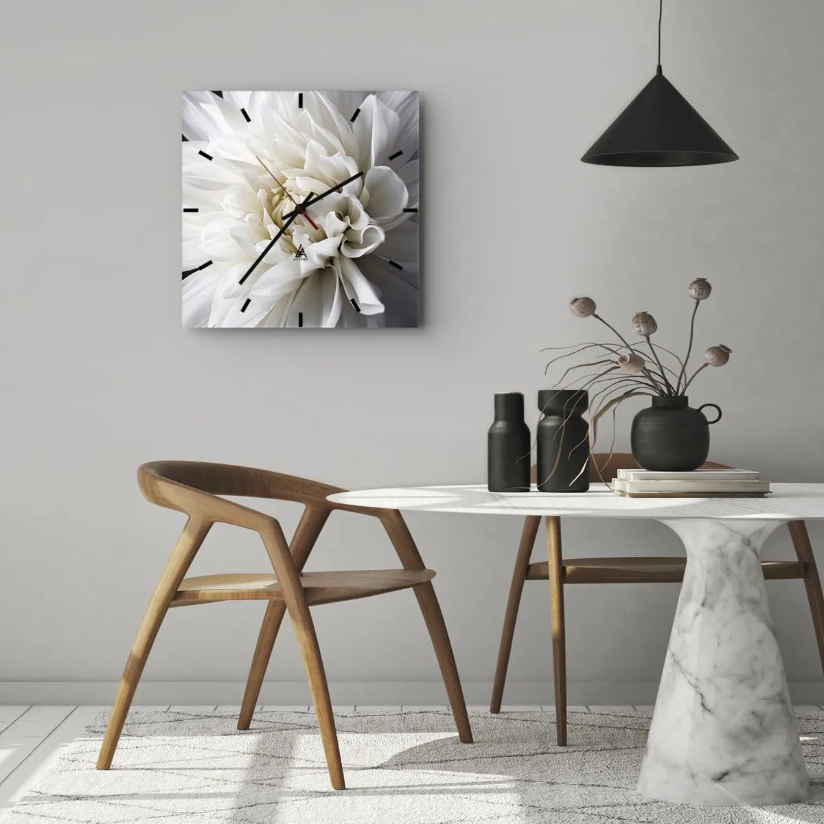 Väggklocka - Klocka på glas - En bruds morgon - 40x40 cm