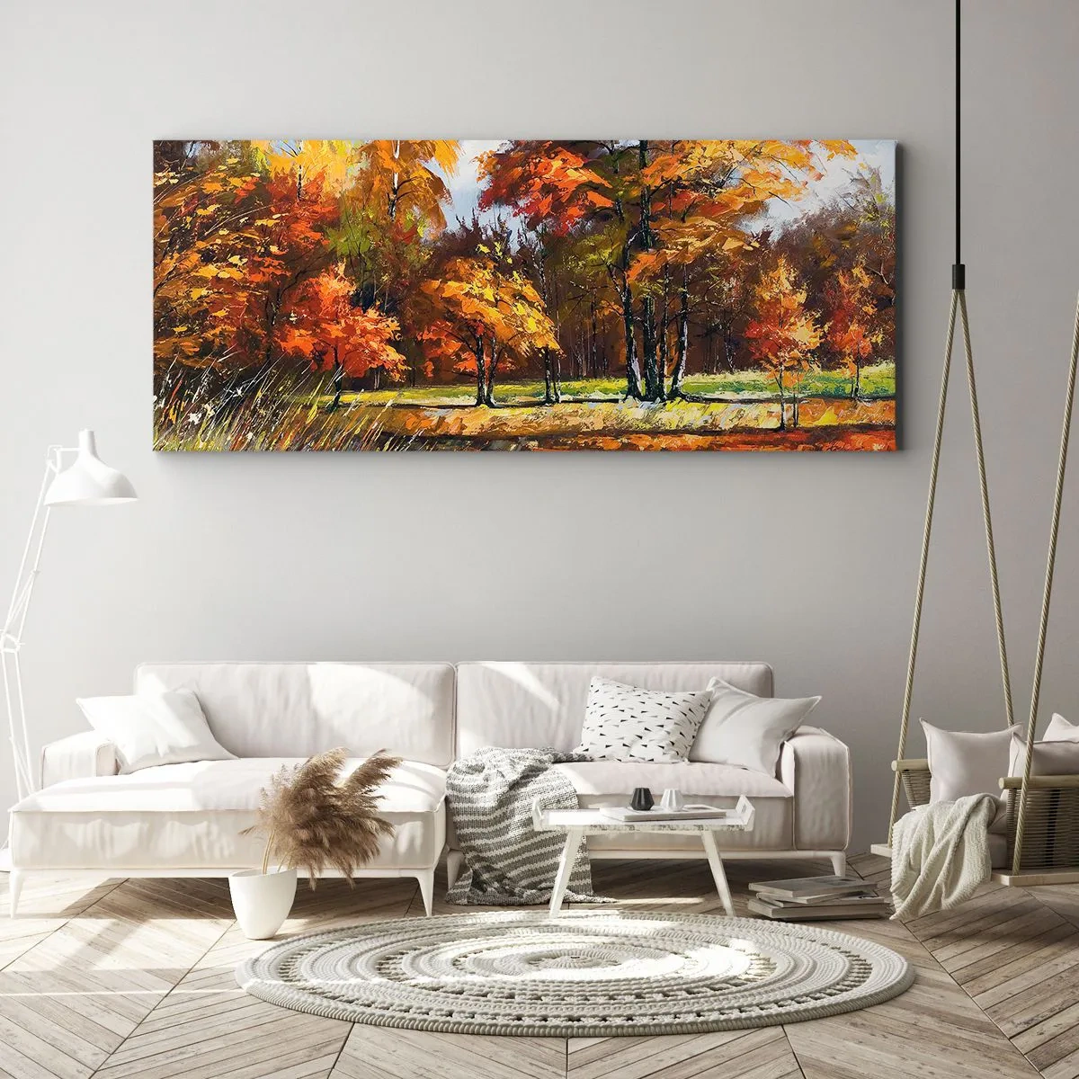 Canvastavla - Bild på duk - Landskap i guld och brons - 100x40 cm