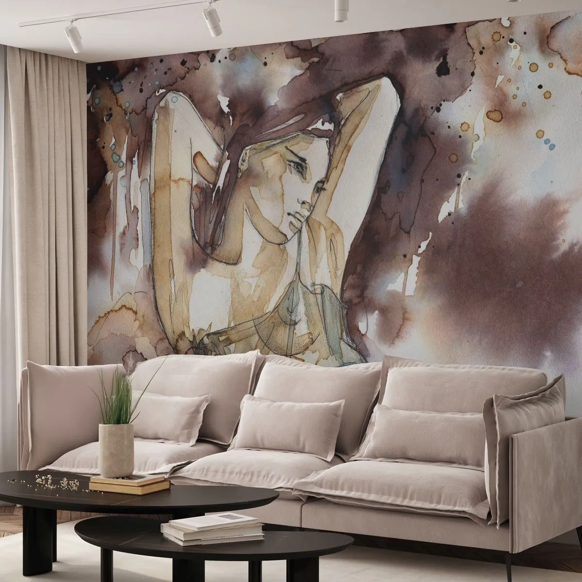 Fototapet Premium Canvas - I lila stämningen - Abstraktion, Kvinna, Kropp - 450x315 cm