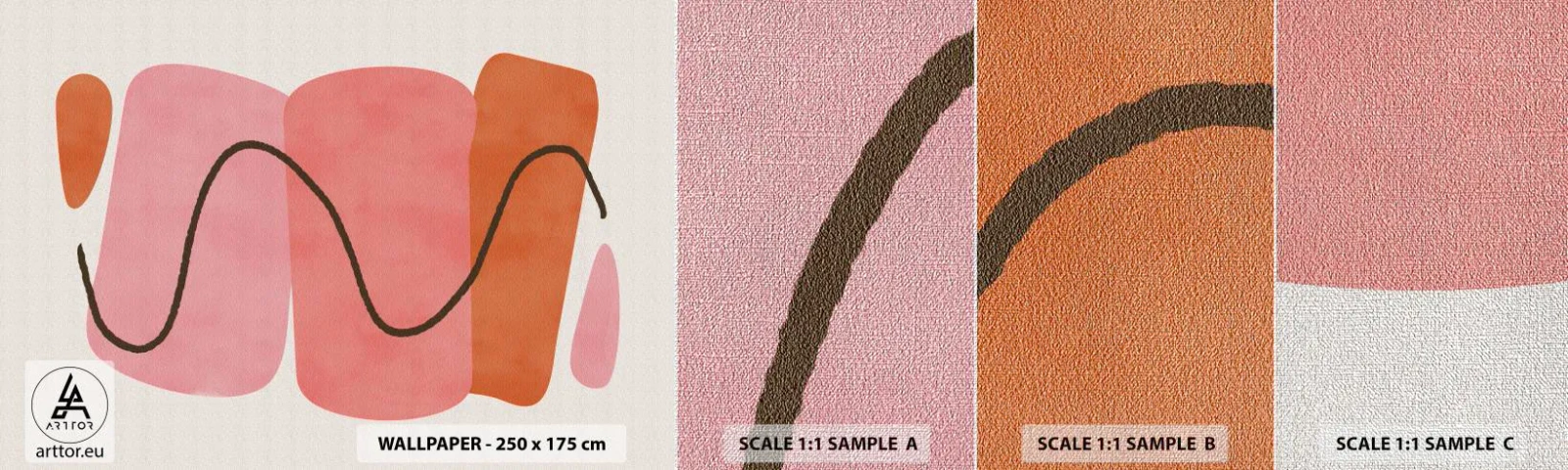 Provbit av fototapet Premium Canvas - Formernas mjuka rörelse - Abstraktion, Minimalism, Pastell - 100x30 cm