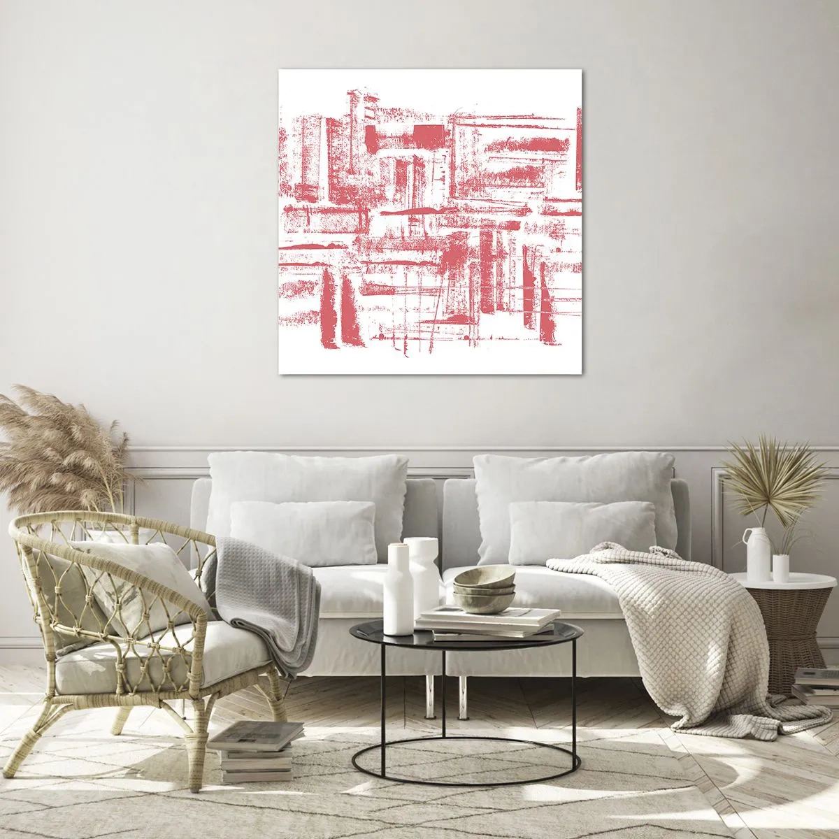 Glastavla - Bild på glas - Röd stad - 50x50 cm