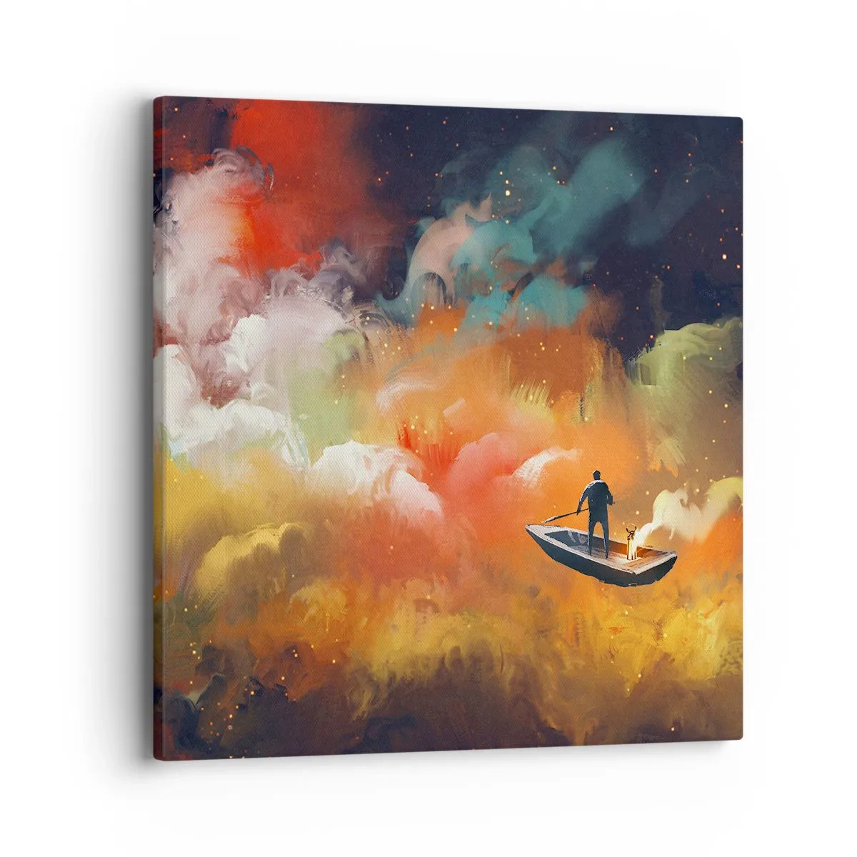 Canvastavla - Bild på duk - I båten genom galaxen - 40x40 cm