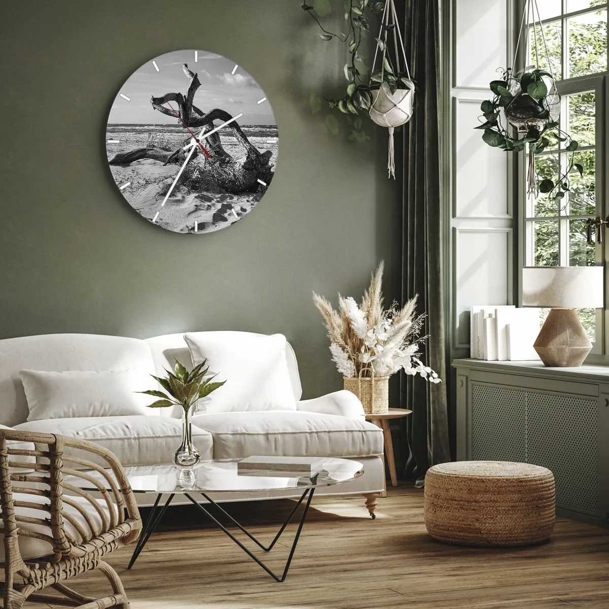 Väggklocka - Klocka på glas - Havets skulptur - 40x40 cm