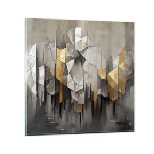 Glastavla - Bild på glas - Komposition av is och ljus - 70x70 cm