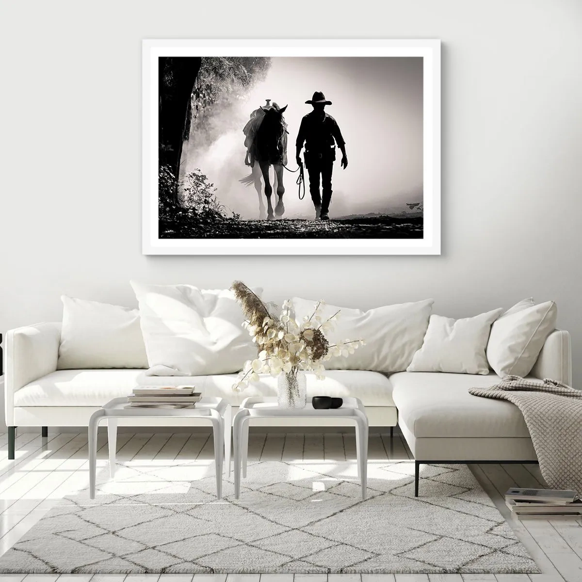 Affisch i vit ram - En morgon i Texas - 100x70 cm