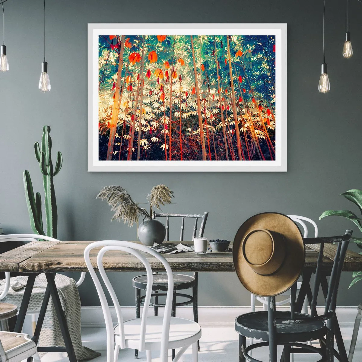 Affisch i vit ram - Lövbladens hemlighetsfulla liv - 100x70 cm