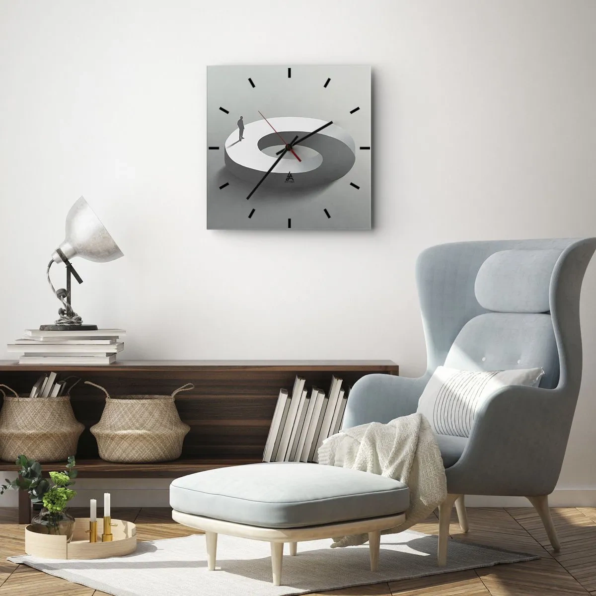 Väggklocka - Klocka på glas - Och försök att vara klok - 30x30 cm