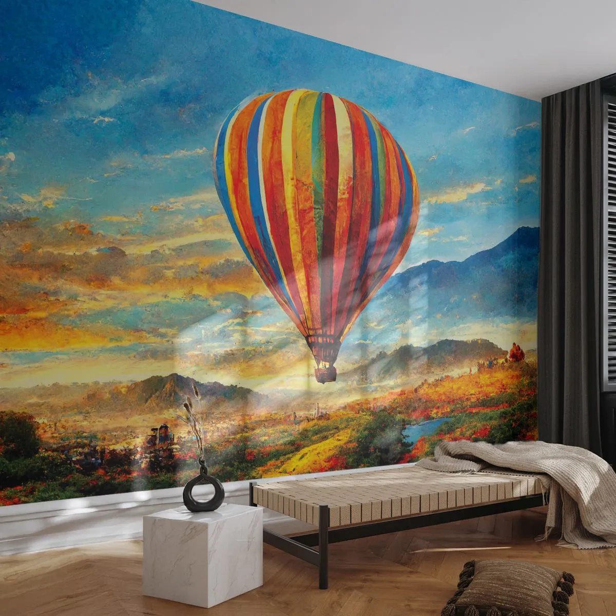 Fototapet Premium Canvas - I tystnad ser man mer - Ballong, Landskap, Natur - 500x350 cm
