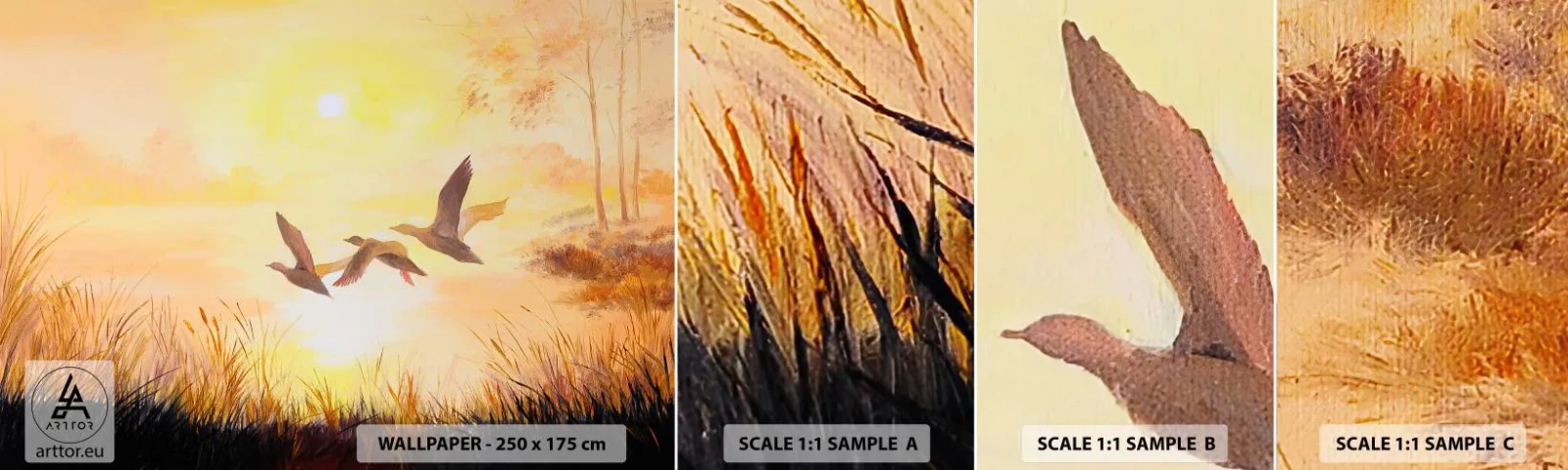 Provbit av självhäftande fototapet Deluxe Sticker - Början av en lång resa - Natur, Vild anka, Landskap - 100x30 cm