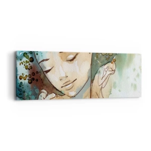 Canvastavla - Bild på duk - Lady in blue - 90x30 cm