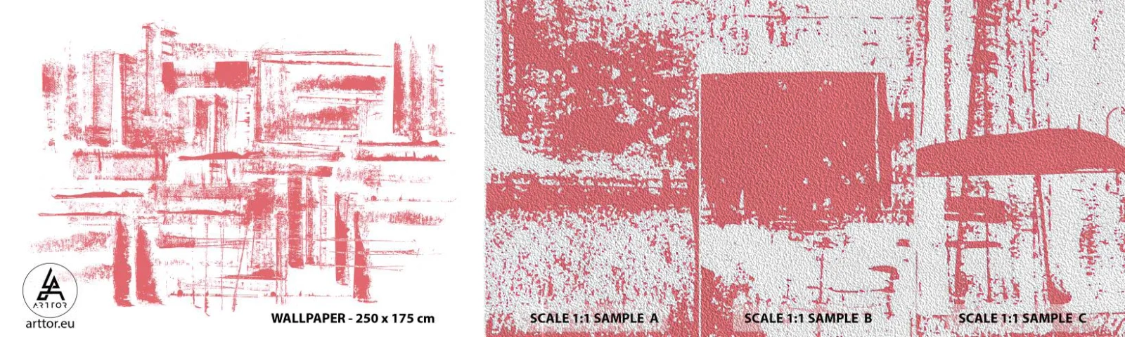 Provbit av fototapet Premium Sand - Röd stad - Abstraktion, Grafik, Målning - 100x30 cm